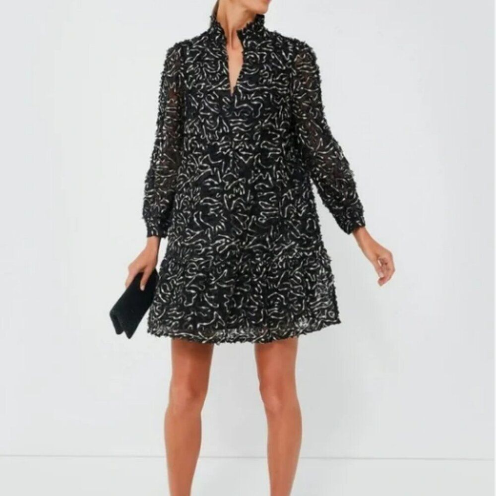 Tuckernuck Nightly Organza Black Gold Palmerston Dress Size Large - Picture 1 of 7